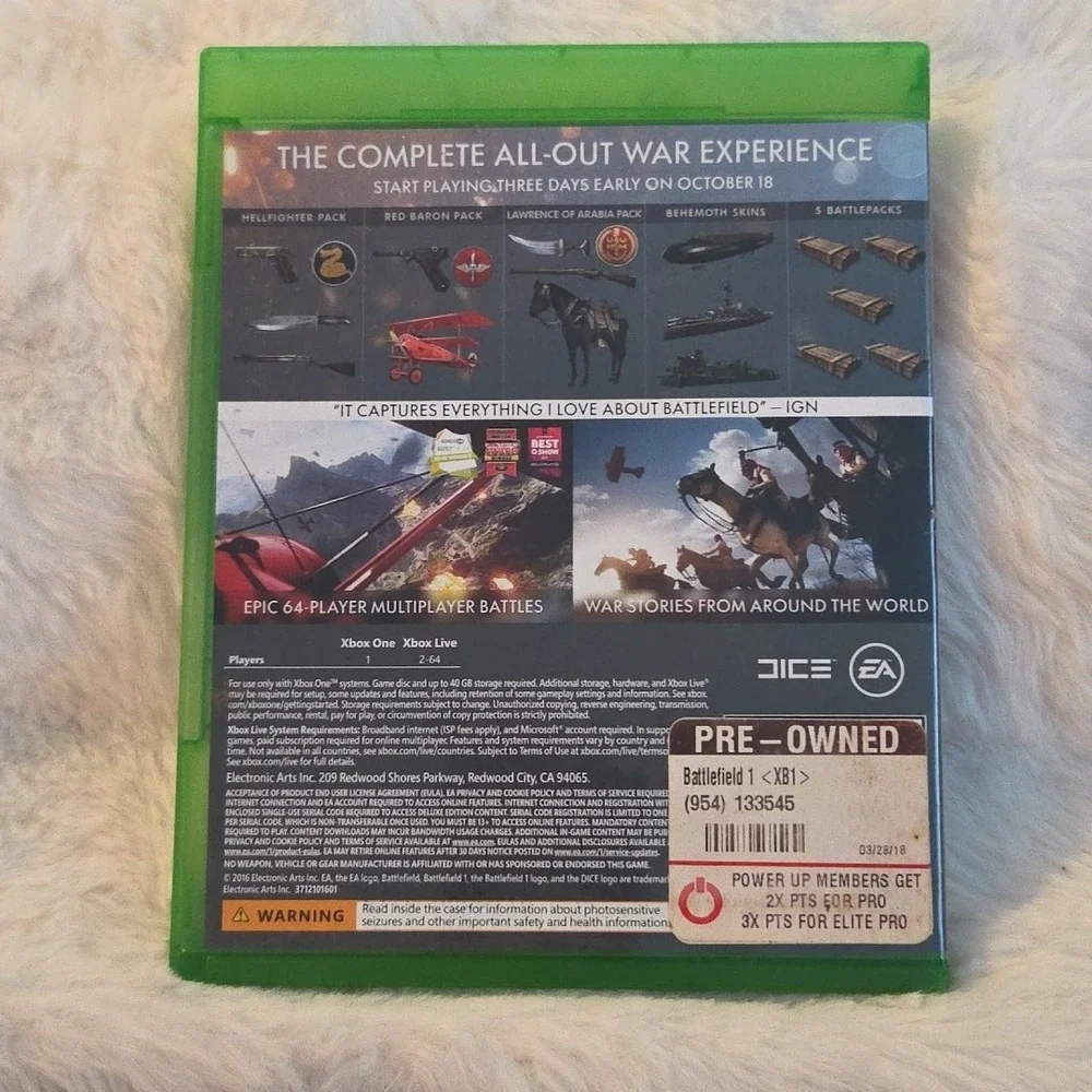Battlefield 1: Early Enlister Deluxe Edition (Microsoft‎ Xbox One, 2016) Tested